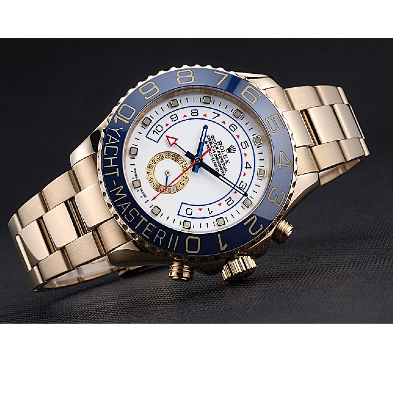 AAA Replica Watches Bracelet 622271 Rolex Bezel Gold Yachtmaster Dial Blue II White 0820